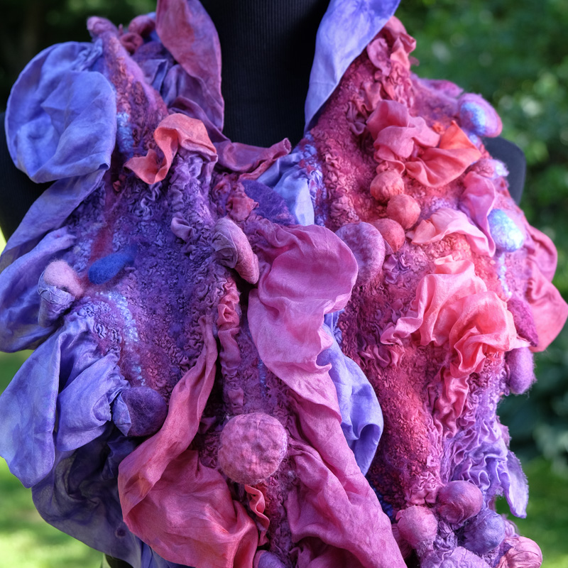 Handmade nuno felted shibori scarfs by Melinda LaBarge